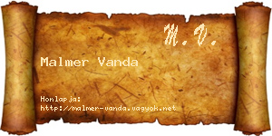 Malmer Vanda névjegykártya